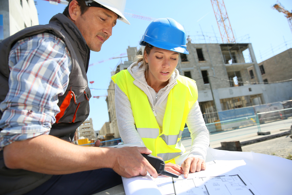 Woman working on construction site